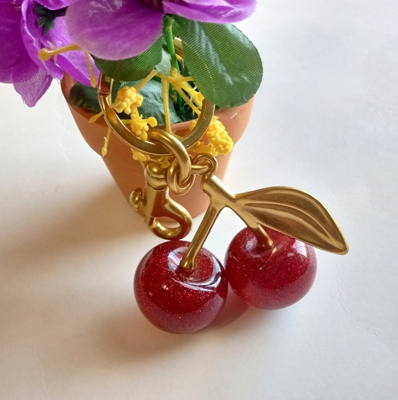 Cherry Bag Charm Keychain New - Picture 2 of 2